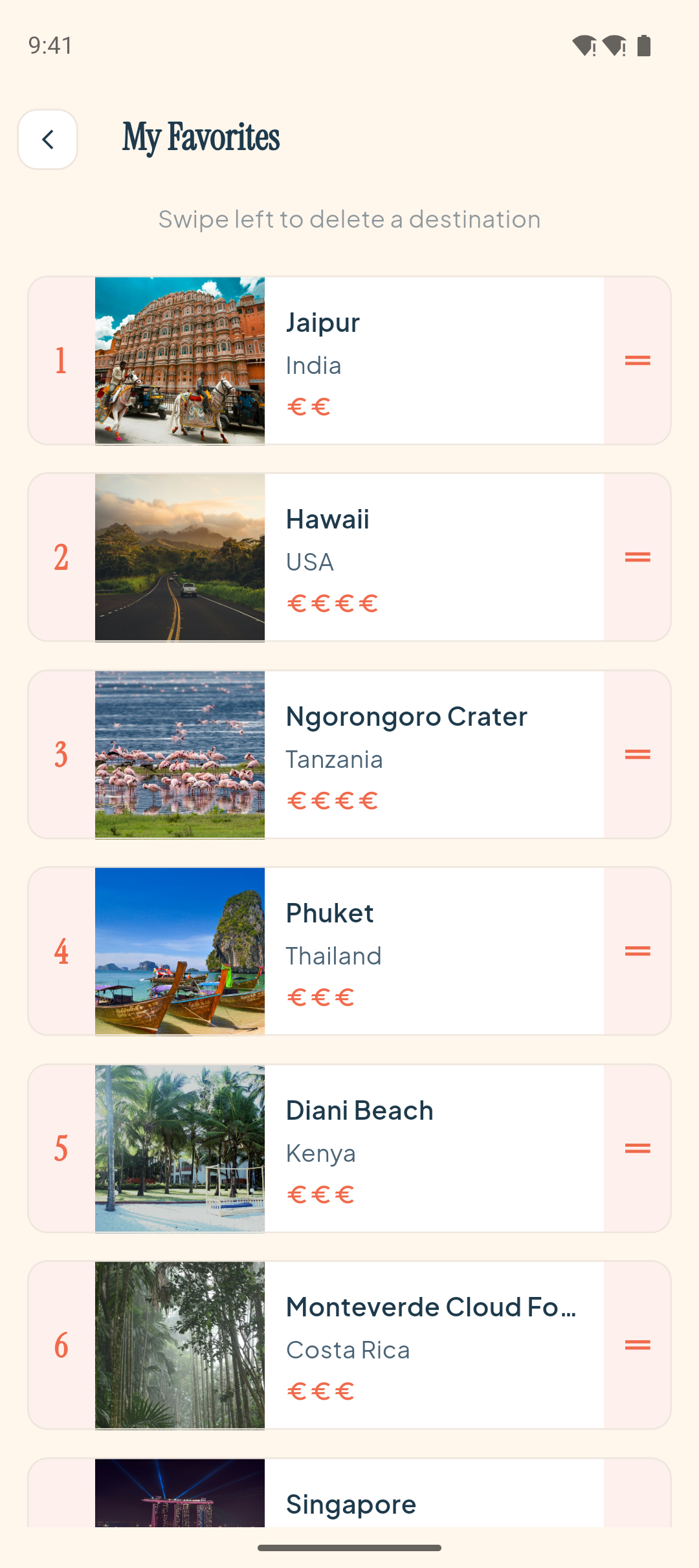 App Screenshot - My Favorites